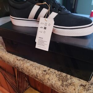 Adidas Men's Black Sneakers with White Stripes